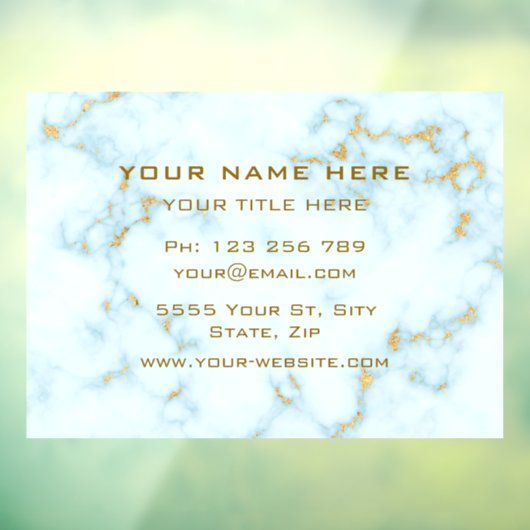 あなたの金ゴールドホワイトマーブルゴールデン文字ウィンドウにしがみつく ウィンドウサイン (シート3)