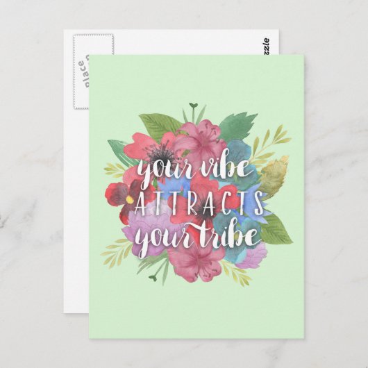 あなたの雰囲気はあなたの部族のワイルドフラワー引用文を引き付ける ポストカード (正面/裏面)