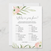 あなたの電話に何がブライダルベビーシャワーゲームピンク 招待状 (正面)