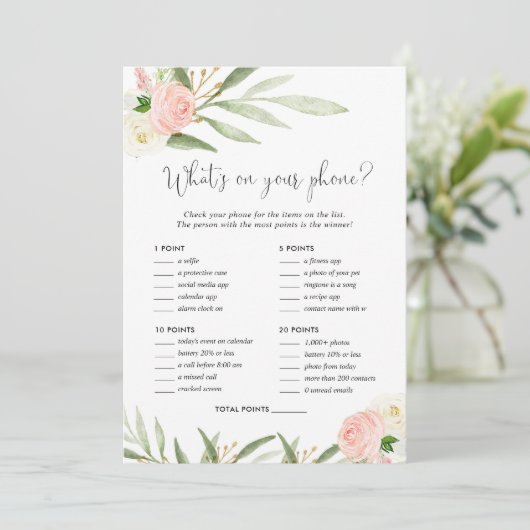 あなたの電話に何がブライダルベビーシャワーゲームピンク 招待状 (スタンド正面)