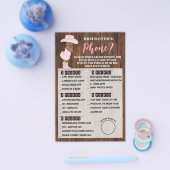 あなたの電話オウム女性のカーボーイベビーシャワーゲームカード チラシ (シングル)