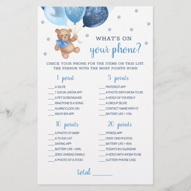 あなたの電話ゲームに何がベビーシャワーテディベア (正面)