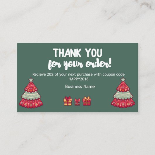 あなたの順序のパッケージ挿入物をありがとう 割引カード (正面)