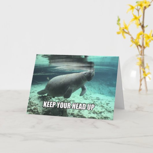 "あなたの頭部の"静まるマナティーの挨拶状保って下さい カード (黄色い花)