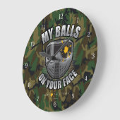 あなたの顔のペイントボール ラージ壁時計 (傾斜)