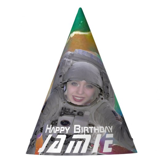 あなたの顔の写真の宇宙飛行士のパーティーの帽子を加えて下さい パーティーハット (正面)