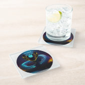 あなたの顔の黒いコブラヘビ ガラスコースター (アングル)