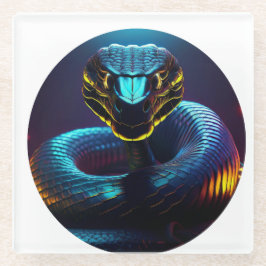 あなたの顔の黒いコブラヘビ ガラスコースター