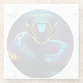 あなたの顔の黒いコブラヘビ ガラスコースター (裏面)