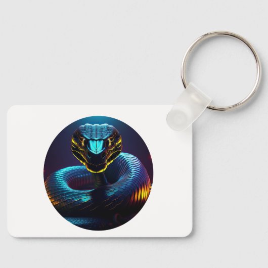 あなたの顔の黒いコブラヘビ キーホルダー (正面)