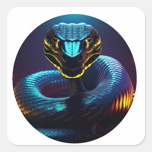 あなたの顔の黒いコブラヘビ スクエアシール (正面)