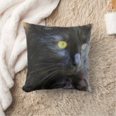 あなたの顔の黒猫! 装飾用クッション クッション (ブランケット)