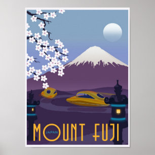 あなたの飛んでいるな車の富士山への競争! ポスター