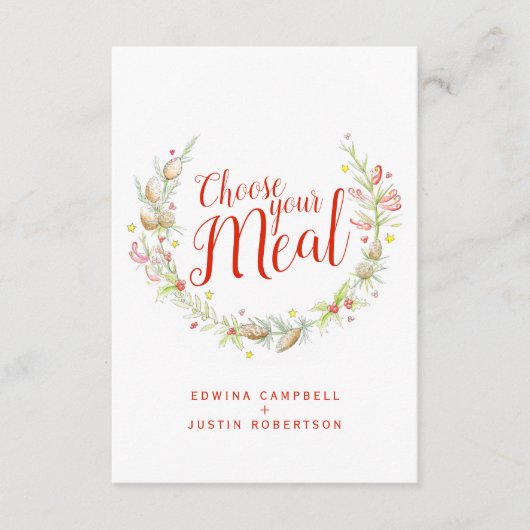 あなたの食事を選ぶクリスマスの食事の選択カード エンクロージャーカード (正面)