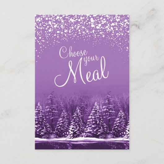あなたの食事を選ぶクリスマス雪湖の松の木 エンクロージャーカード (正面)