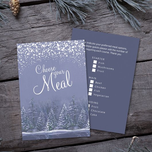 あなたの食事を選ぶクリスマス雪湖の青い木 エンクロージャーカード