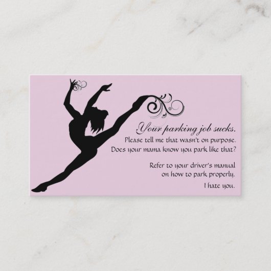 あなたの駐車仕事の最低 紹介カード (正面)