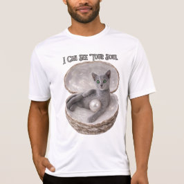 あなたの魂が見えるよ ロシアンブルーの猫のデザイン Tシャツ