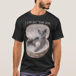 あなたの魂が見えるわよ 面白いロシアンブルーの猫デザイン Tシャツ