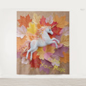 あなたの魔法秋ユニコーンゴールデンパステルヒュースをキャッチ タペストリー (正面)