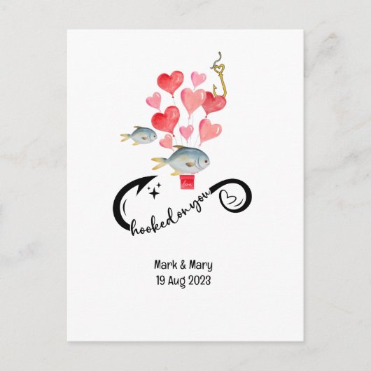 あなたの魚釣り愛好家結婚の水の色にフック ポストカード (正面)