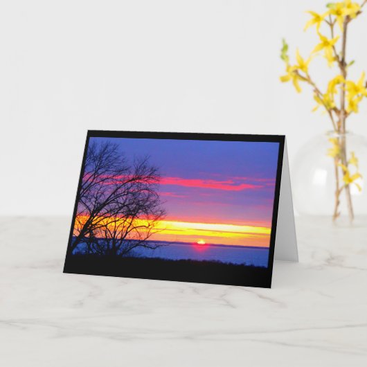 あなたの鮮やかな湖のWinnebagoの日没の考えること カード (黄色い花)