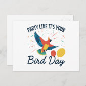 あなたの鳥の日みたいにパーティしよう 面白い誕生日 ポストカード (正面/裏面)