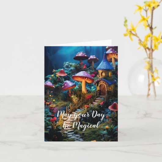 あなたの1日が魔法に満ちたものになりますように - 妖精の庭園 カード (黄色い花)