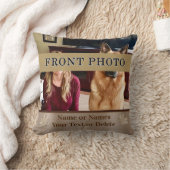 あなたの2つの写真および文字のパーソナライズな写真の枕 クッション (ブランケット)