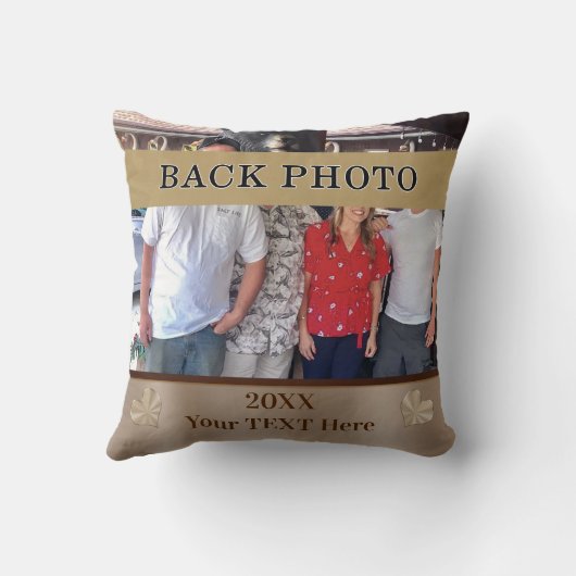 あなたの2つの写真および文字のパーソナライズな写真の枕 クッション (裏面)