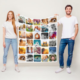 あなたの30写真ブランケット柔らかい丸い正方形コラージュ フリースブランケット