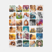あなたの30写真ブランケット柔らかい丸い正方形コラージュ フリースブランケット (正面)