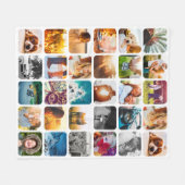 あなたの30写真ブランケット柔らかい丸い正方形コラージュ フリースブランケット (正面(横))