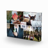 あなたの4つの写真カスタムなモノグラム及び年の写真のブロック フォトブロック (右)