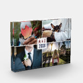 あなたの4つの写真カスタムなモノグラム及び年の写真のブロック フォトブロック (左)