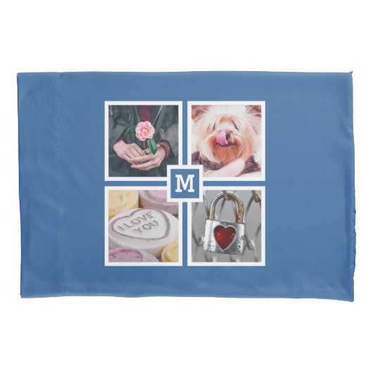 あなたの4つの写真及びモノグラムのリバーシブルの枕箱 枕カバー (正面)