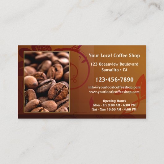あなたの4写真コーヒーショップフローラデザイン 名刺 (裏面)