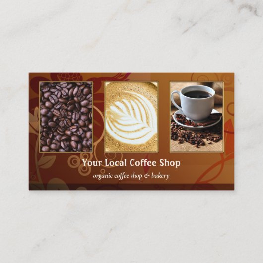 あなたの4写真コーヒーショップフローラデザイン 名刺 (正面)