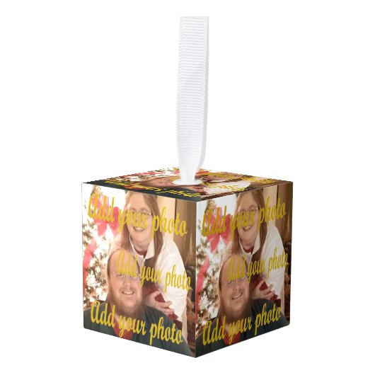 あなたの6つのdirent写真のブロックのオーナメント キューブオーナメント (正面アングル)