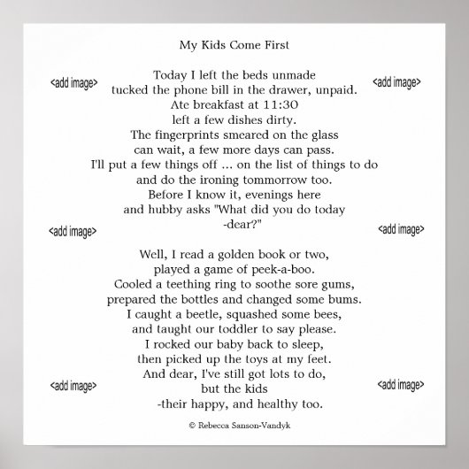 「あなたの」プリントの詩を持つ子供の光沢の写真 ポスター (正面)