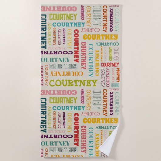 あなたの（中くらいの長さの）名前はすべてこの上 ビーチタオル (正面)