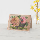 あなたのBirthdayThisのためのビクトリアンなバラのバスケット カード (黄色い花)