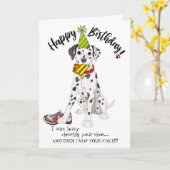 あなたのDalmation犬の相棒からのハッピーバースデー カード (黄色い花)