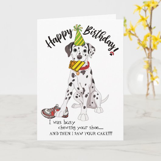 あなたのDalmation犬の相棒からのハッピーバースデー カード (黄色い花)