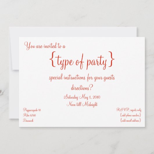 あなたのDannebrogをカスタマイズ! パーティの招待状 招待状 (裏面)