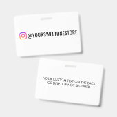 あなたのInstagramユーザー名とソーシャルメディアアイコンID バッジ (正面＆裏面)
