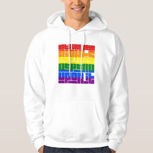 あなたのLGBTQの権利がそれに依存するように投票 パーカ (正面)