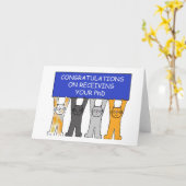 あなたのPhDかわいい猫の受け入れのお祝い カード (黄色い花)