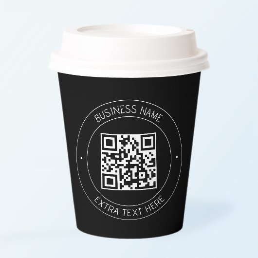 あなたのQRコードと編集可能なテキスト | 黒と白 紙コップ