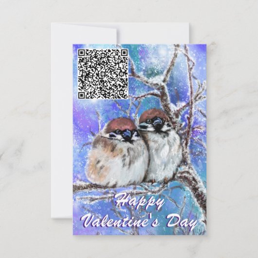 あなたのQRコードは鳥のバレンタインデーのカードを願う カード (正面)